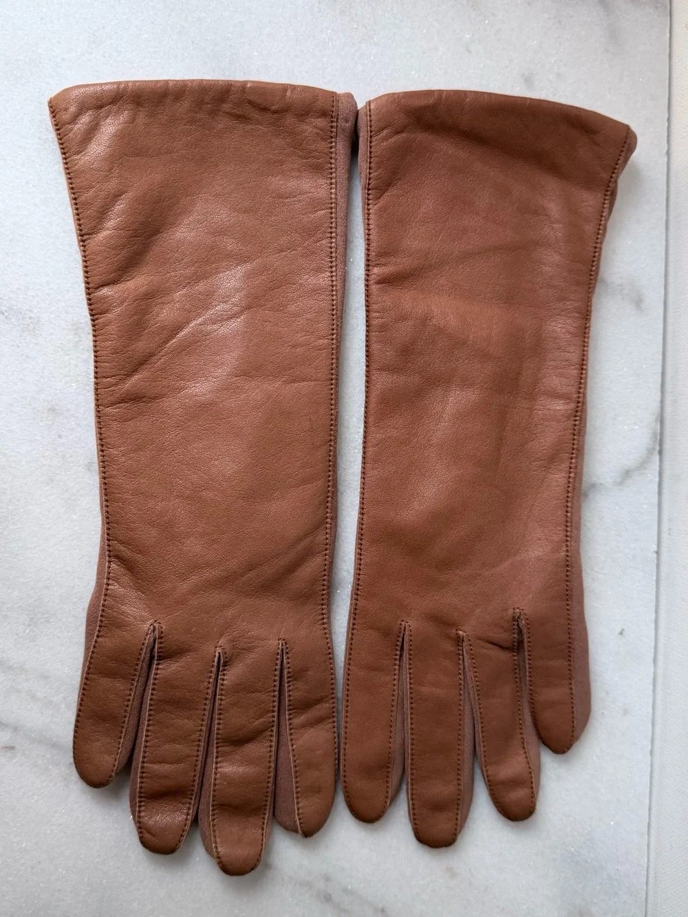 Classic Brown genuine Leather Long Gloves